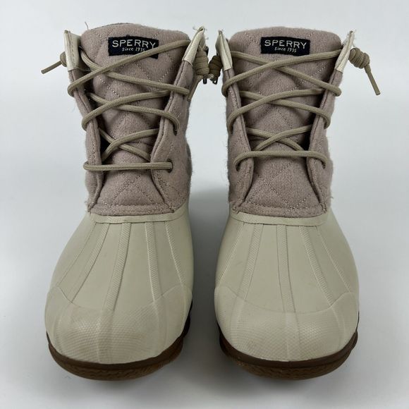SPERRY Shoes - Sperry Waterproof Duck‎ Booties Pink Ivory Women’s 9M Syren Gulf Wool Quilted